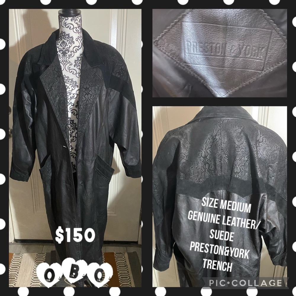 Size Medium PRESTON&YORK leather trench